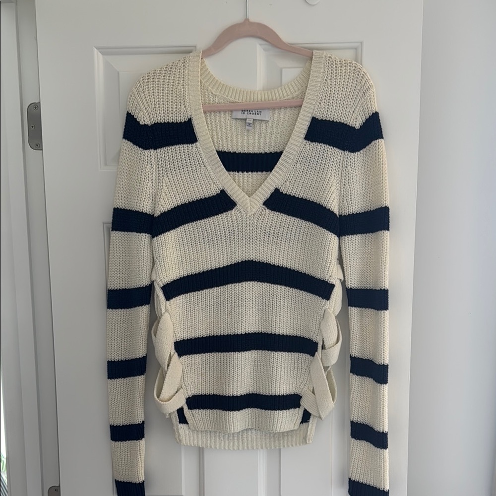 Derek Lam Cream and Navy Striped Sweater